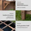 A collage of images showing details of a wooden raised garden bed, including its frame, screws, and lining. Produktbild-Vorschau