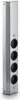 A tall, silver, hexagonal speaker with multiple black circular openings. Produktbild-Vorschau