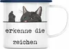 Trendation - Erkenne Die Zeichen Emaille Tasse Katze Produktbild-Vorschau 1