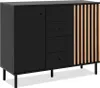 CALICOSY - Buffet 2 Portes 4 Tiroirs Noir et Bois L118 cm - Voir les images du produit 11