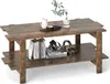 COSTWAY Table basse à 2 niveaux, table basse en bois latté Voir les images du produit 1