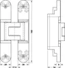 Technical drawing of a hinge with dimensions. Podgląd zdjęcia produktu