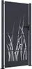A dark gray metal garden gate with a cut-out grass design. Produktbild-Vorschau