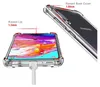 A clear phone case with red accents is shown from two angles, with a phone inside and a charging cable plugged in. Text indicates raised lip and back cover measurements. Produktbild-Vorschau