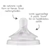 A close-up illustration of a baby bottle nipple with descriptive text. Produktbild-Vorschau