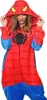 A woman wearing a Spiderman onesie costume. Anteprima dell’immagine prodotto