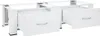 A white washing machine stand with two open drawers. Produktbild-Vorschau