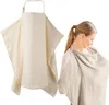A nursing cover is shown both folded and being worn by a woman. Produktbild-Vorschau