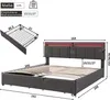 Diagrams and measurements of a bed frame and its components. Produktbild-Vorschau