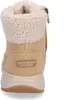 The back view of a beige Skechers waterproof boot with a cream-colored fuzzy lining. Voir les images du produit