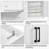 A collage of four close-up images showcasing features of a white cabinet. Produktbild-Vorschau