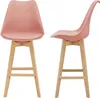 Two pink bar stools with wooden legs are shown against a white background. Náhled obrázku produktu