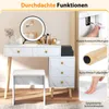 COSTWAY Make-up tafel met kruk, afneembare LED-spiegel, 3 Productafbeelding-voorbeeld 7