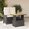 vidaXL 2-tlg. Garten-Essgruppe mit Kissen Schwarz Poly Produktbild-Vorschau 2