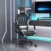 vidaXL Gaming-Stuhl mit Fußstütze Schwarz und Weiß Stoff Produktbild-Vorschau 2