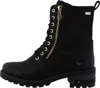 Das Bild zeigt einen schwarzen Stiefel der aus Leder zu bestehen scheint. Der Stiefel ist von der Seite zu sehen und besitzt eine mittelhohe Form. Produktbild-Vorschau