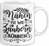 Nähen Geschenk Stricken Nähen Ist Wie Zaubern Können Tasse Produktbild-Vorschau 1