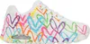 A white sneaker with a colorful heart print. Anteprima dell’immagine prodotto