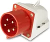 A close-up studio shot of a 5-pin CEE wall socket connector. Náhled obrázku produktu