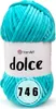 A ball of turquoise yarn with a label. Produktbild-Vorschau