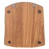 The underside of a wooden cutting board with metal and rubber feet. Produktbild-Vorschau
