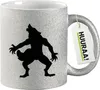 Huuraa Glitzertasse Werwolf Silhouette 330ml Silber Keramik Produktbild-Vorschau 1