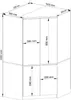 A technical drawing of a corner cabinet with dimensions indicated. Produktbild-Vorschau