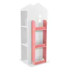 A white and pink rotating bookshelf for children, shaped like a house. Podgląd zdjęcia produktu