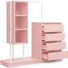 A pink wardrobe set with drawers and open shelves, shown against a white background. Anteprima dell’immagine prodotto