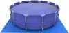 A blue, octagonal above-ground swimming pool with a silver metal frame, sitting on a blue ground mat. Produktbild-Vorschau