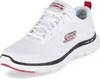 A white Skechers sneaker with red and black accents is shown against a white background. Produktbild-Vorschau
