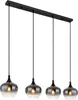A linear pendant light fixture with four smoked glass shades. Produktbild-Vorschau