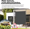 A retractable awning is shown deployed in an outdoor setting, with text and graphics highlighting its privacy features. Anteprima dell’immagine prodotto
