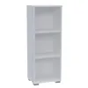 A white, three-shelf bookcase shown from the front. Produktbild-Vorschau