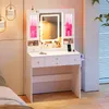 Schminktisch mit LED-Spiegel & Vitrine | 80 cm breit | USB Produktbild-Vorschau 2