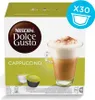 A box of Nescafé Dolce Gusto Cappuccino coffee pods, with a cup of cappuccino shown. Voir les images du produit