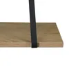 A close-up view of a wooden shelf with a black metal support. Náhled obrázku produktu