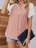 Kurzarm-Sommer-T-Shirt für Damen, Henley-Kragen, Produktbild-Vorschau 4
