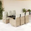 Design 7-tlg. Garten-Bistro-Set mit Kissen Beige Poly Produktbild-Vorschau 1