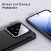 A close-up view of a smartphone case, highlighting its protective features for the screen and camera. Produktbild-Vorschau