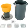 A collection of parts for an electric grain mill, including the main unit with a yellow hopper, a large gray bucket, and four different mesh sieves, along with a small instruction manual and a wrench. Náhled obrázku produktu