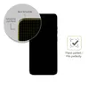 A close-up of a phone screen protector with text and a checkmark icon indicating a perfect fit. Produktbild-Vorschau