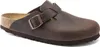 A single brown Birkenstock clog is shown from a side angle against a white background. Produktbild-Vorschau