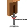 A close-up illustration of a metal adjustable post support attached to a wooden beam, showing how to adjust its height. Produktbild-Vorschau