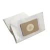 A white paper vacuum cleaner bag with a brown cardboard attachment. Produktbild-Vorschau