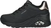 A side view of a black Skechers sneaker with rose gold accents. Náhled obrázku produktu