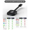 A wireless HDMI adapter is shown, with a chart below detailing its app compatibility with Android and iOS devices. Produktbild-Vorschau
