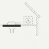 Diagram showing a ventilation system component above a surface, with an angled roof structure in the background. Produktbild-Vorschau