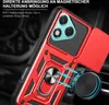 A close-up of a red phone case with a camera slider and ring holder, shown attached to a magnetic car mount. Produktbild-Vorschau