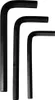 Three black L-shaped hex keys of different sizes arranged diagonally on a white background. Produktbild-Vorschau